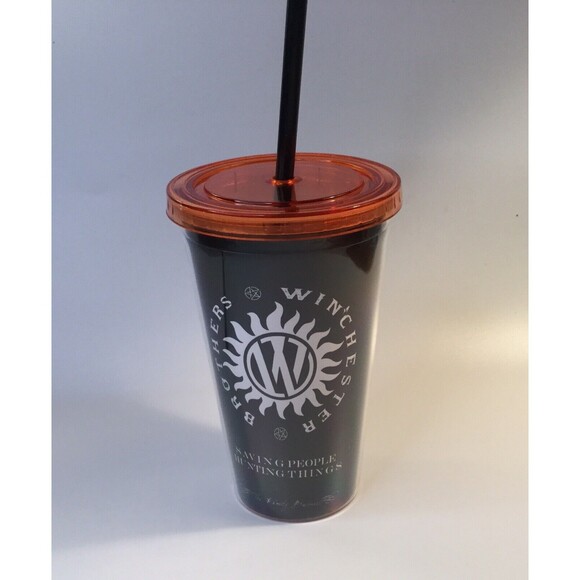 Supernatural Sam & Dean Winchester Brothers Tumbler With Straw Culturefly Exc - Picture 1 of 4